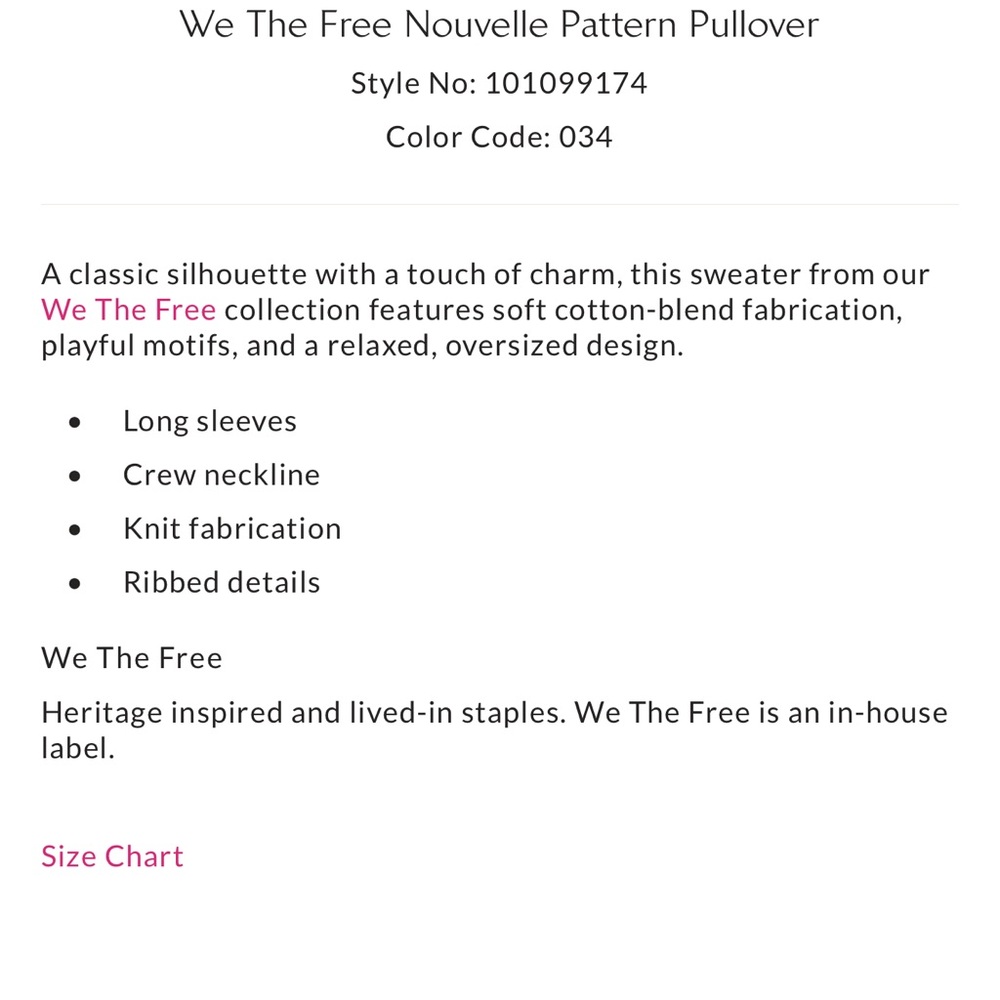 RARE Free People We the Free Nouvelle Patterned Pullover- Swan - Picture 3 of 6